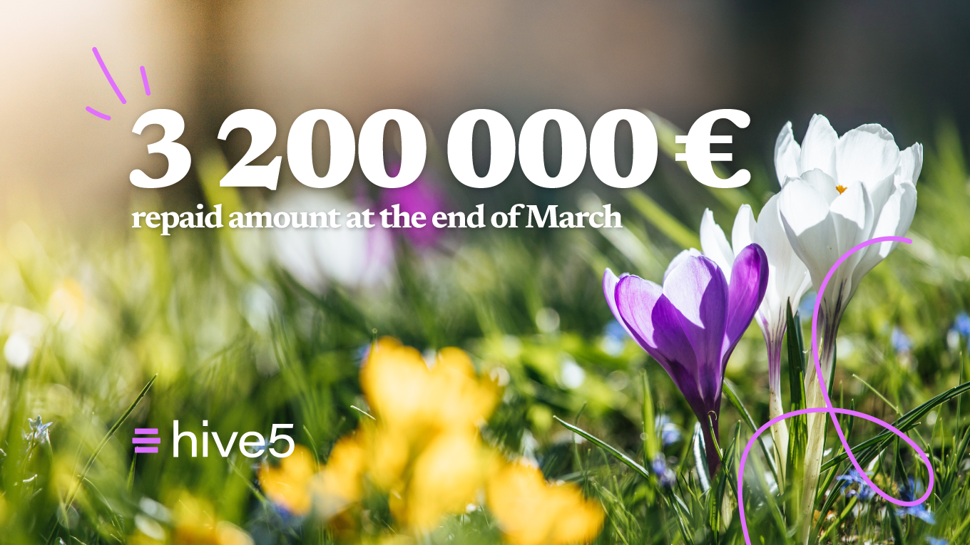 Revisión mensual de Hive5: Monto de 3,2 millones de euros reembolsados al final de marzo.